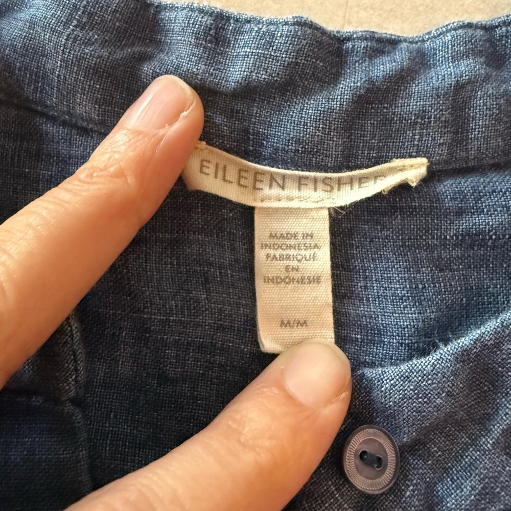 Eileen Fisher Blue Button-Down Shirt - Picture 2 of 5